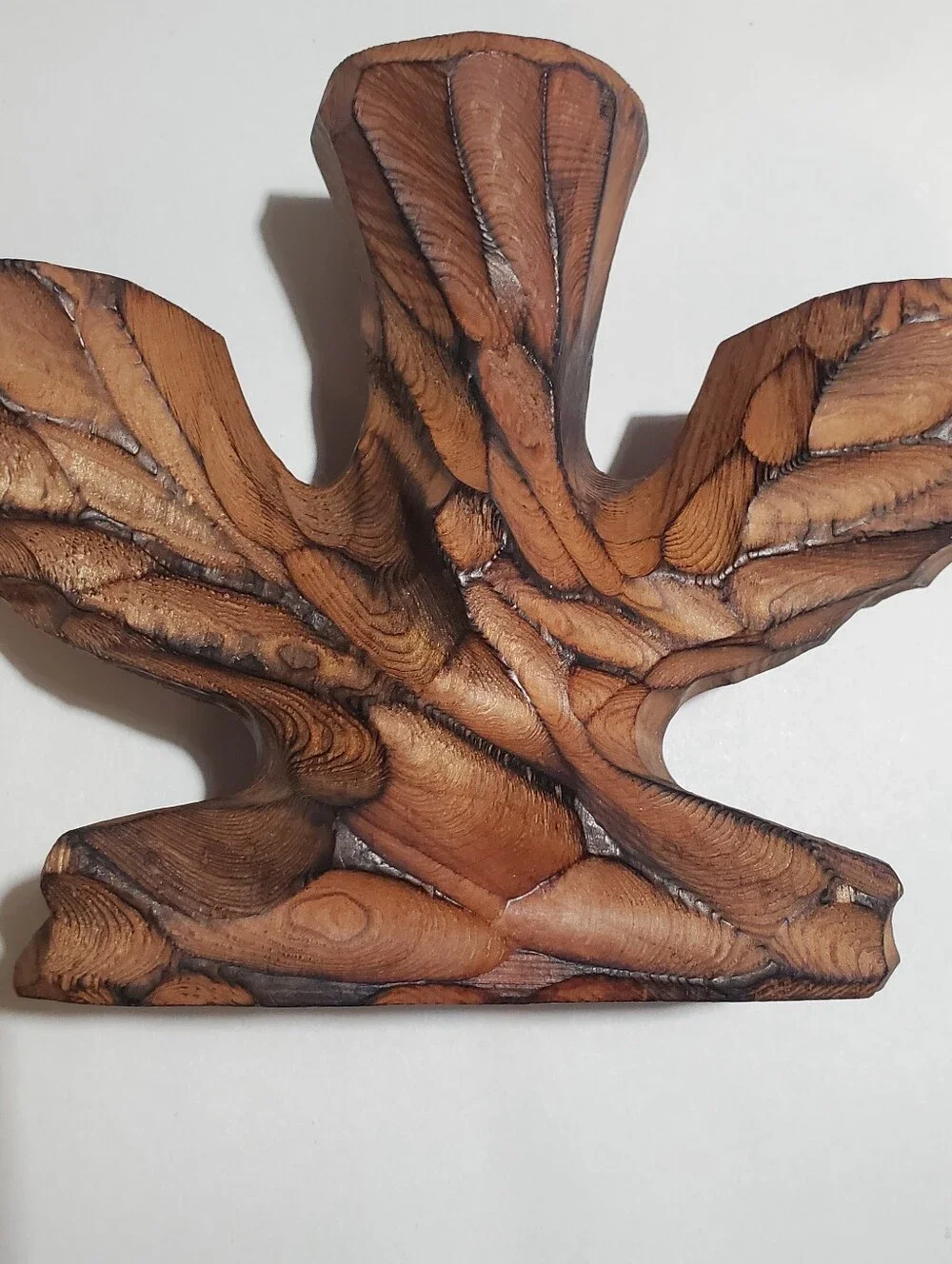 VINTAGE 1960S HAND CARVED WOODEN CANDELABRA TREE TRUNK. CABIN. WOODSY